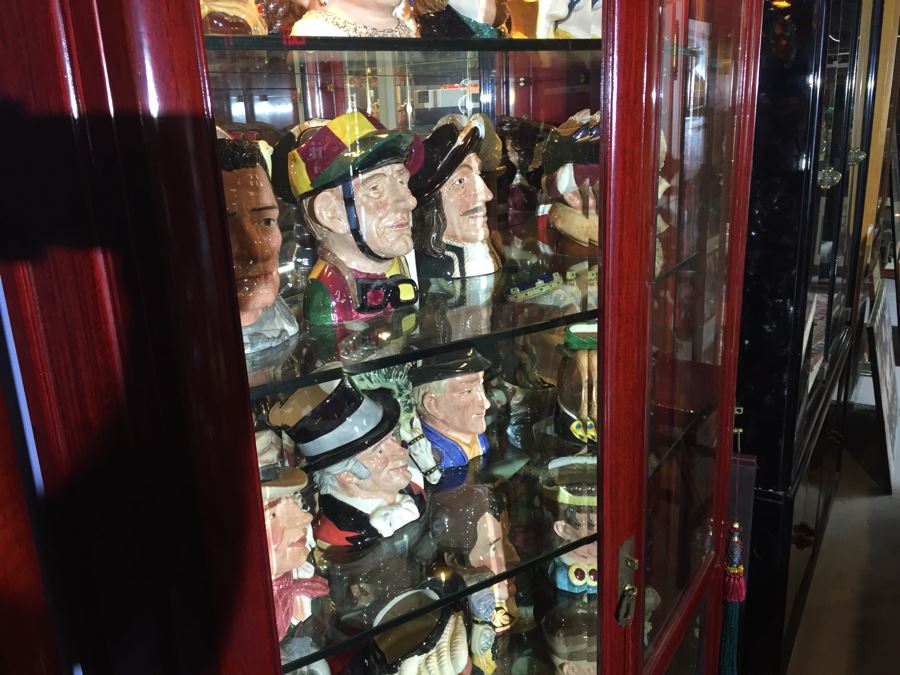 Stunning Rosewood Display Curio Cabinet With Back Mirror Lighted And Thick Glass Shelves (Right Cabinet) [Photo 6]