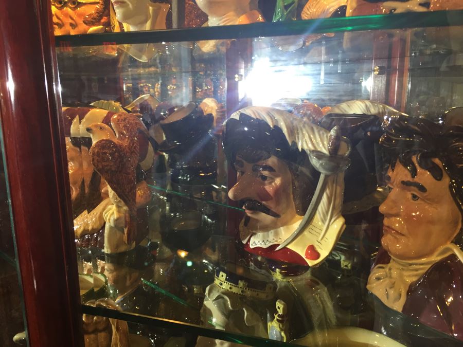 Stunning Rosewood Display Curio Cabinet With Back Mirror Lighted And Thick Glass Shelves (Right Cabinet) [Photo 11]