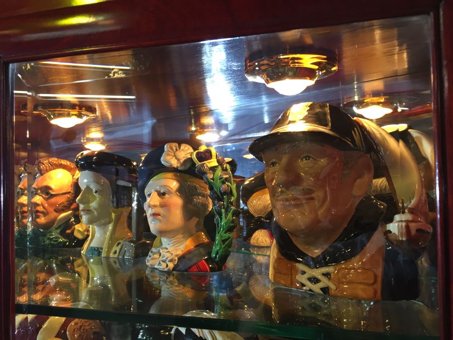 Stunning Rosewood Display Curio Cabinet With Back Mirror Lighted And Thick Glass Shelves (Right Cabinet) [Photo 9]