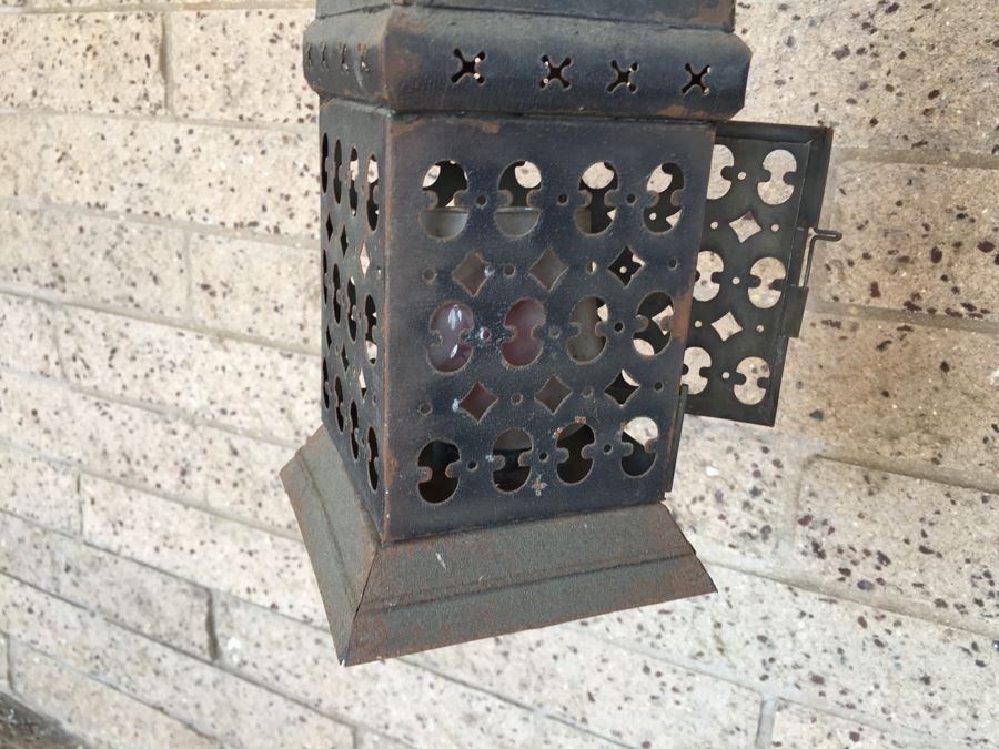 Rustic Metal Lantern With Stand [Photo 2]