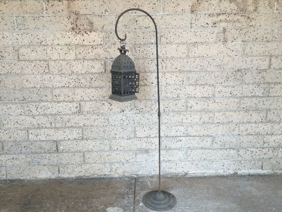 Rustic Metal Lantern With Stand [Photo 1]