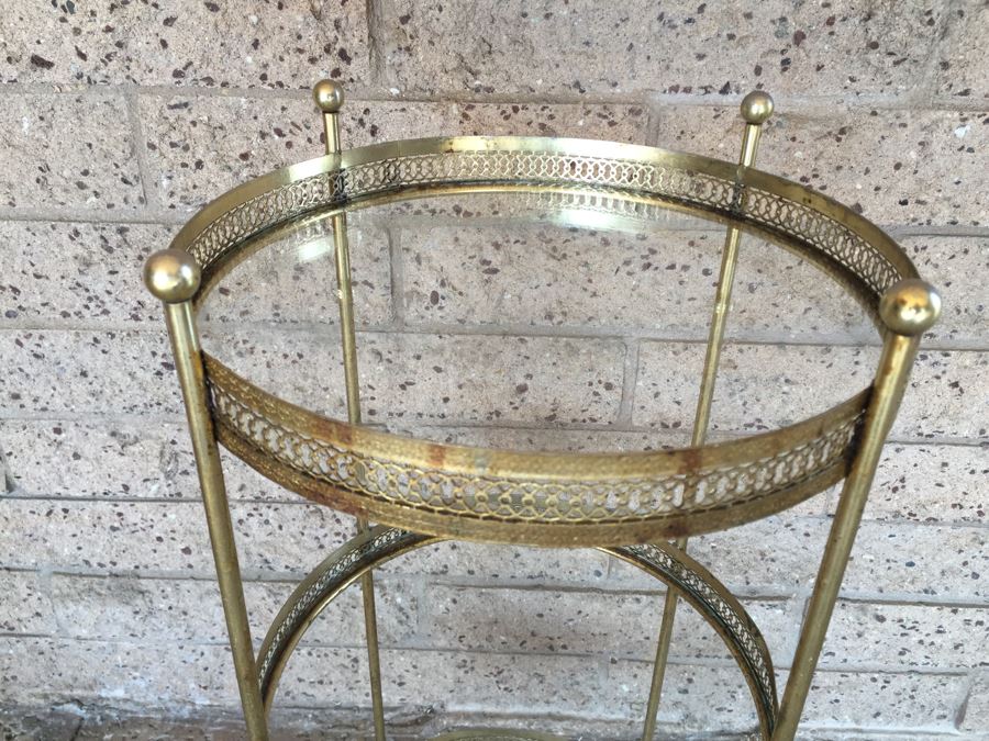 Italian Gilt Etagere With Round Glass Shelves [Photo 2]