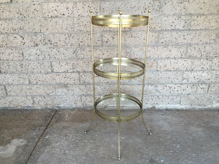 Italian Gilt Etagere With Round Glass Shelves [Photo 6]