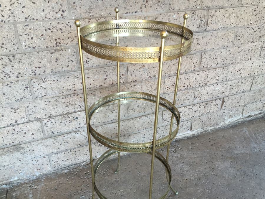 Italian Gilt Etagere With Round Glass Shelves [Photo 7]