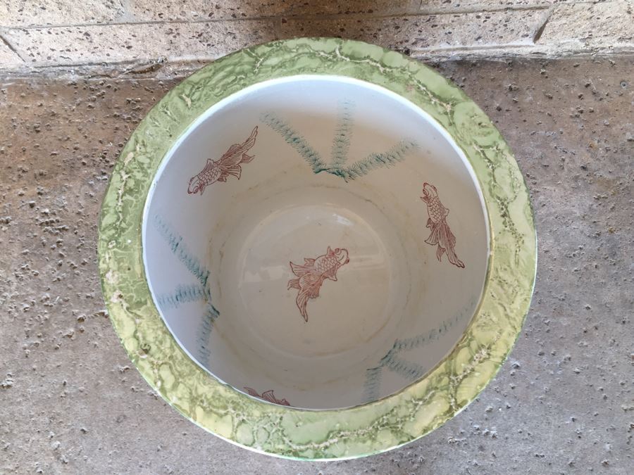Large Asian Porcelain Fish Bowl Pot [Photo 5]