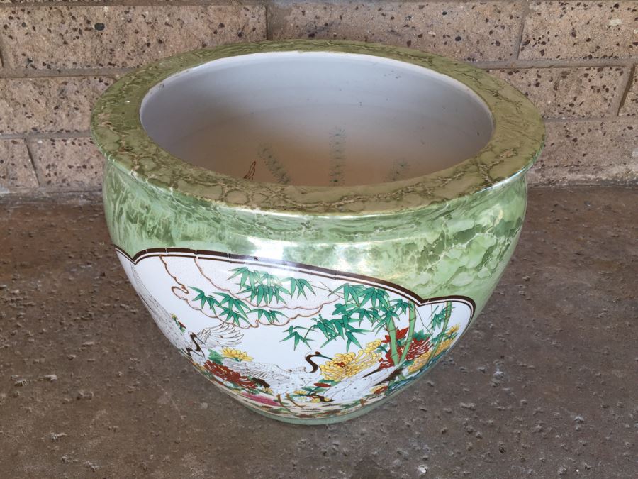 Large Asian Porcelain Fish Bowl Pot [Photo 7]