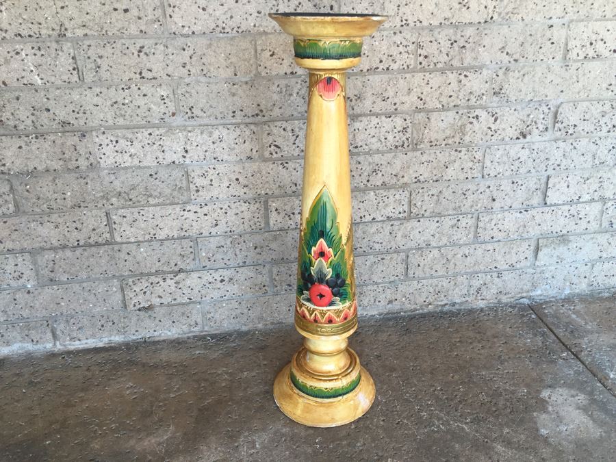 Nice Wooden Hand Painted Pedestal Stand