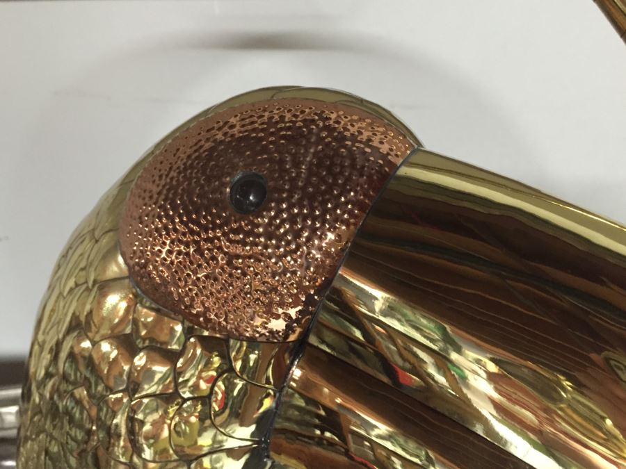 Large Copper And Brass Metal Bird Sculpture [Photo 15]