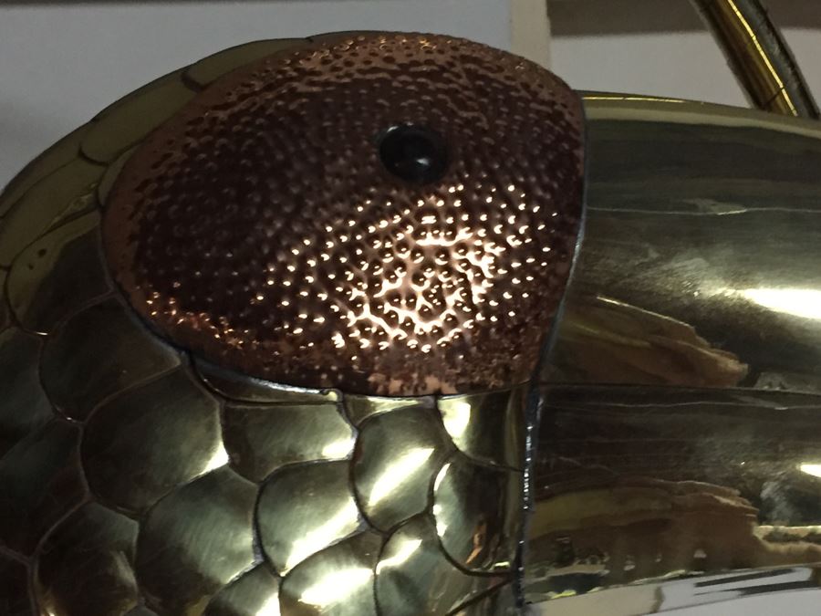 Large Copper And Brass Metal Bird Sculpture [Photo 6]