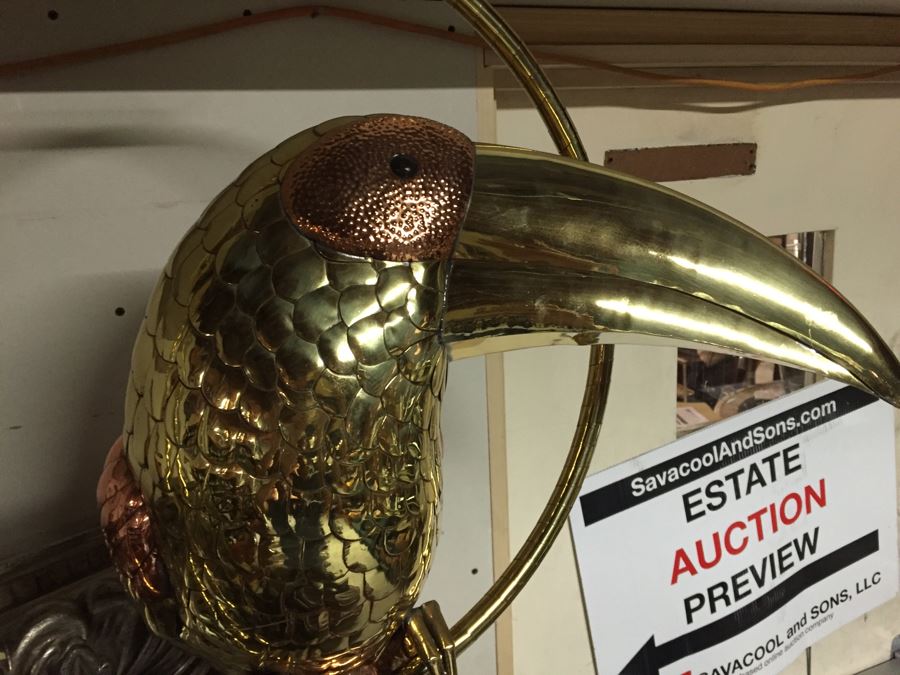 Large Copper And Brass Metal Bird Sculpture [Photo 5]