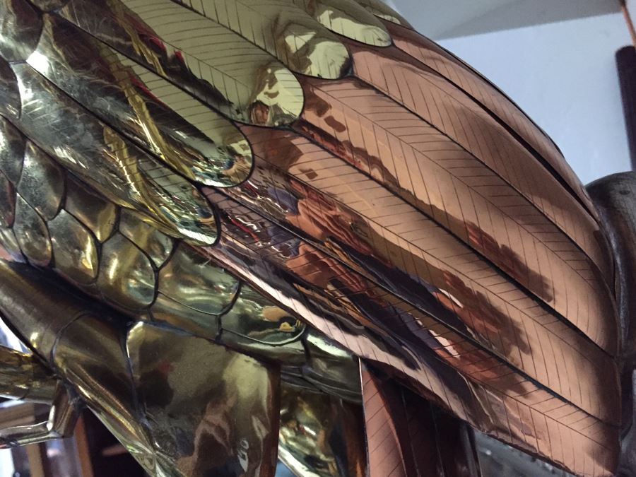 Large Copper And Brass Metal Bird Sculpture [Photo 3]