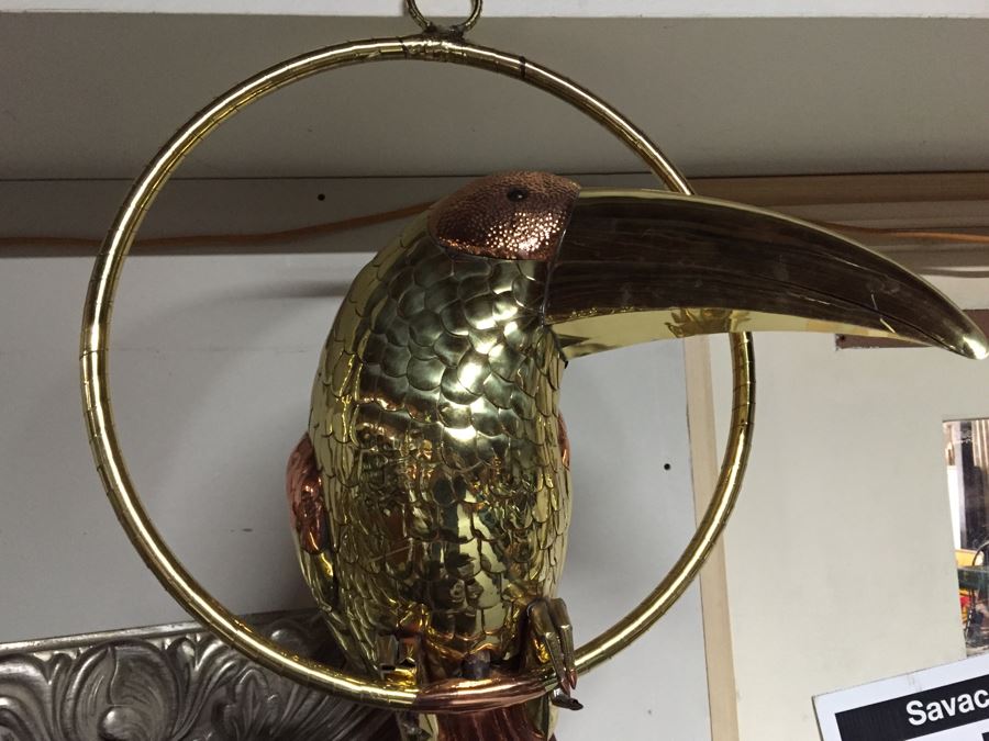 Large Copper And Brass Metal Bird Sculpture [Photo 7]