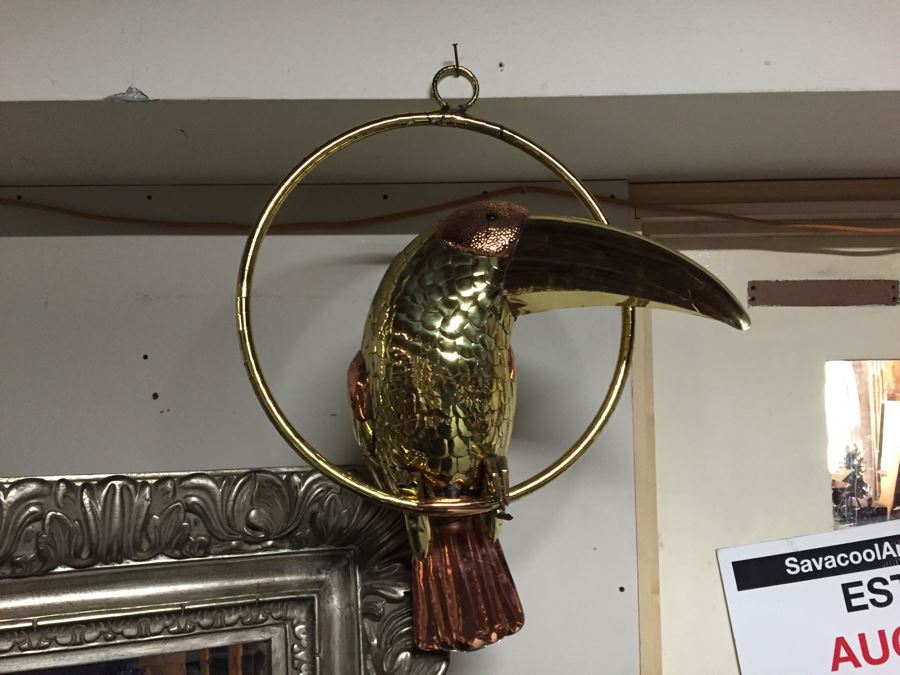 Large Copper And Brass Metal Bird Sculpture [Photo 4]