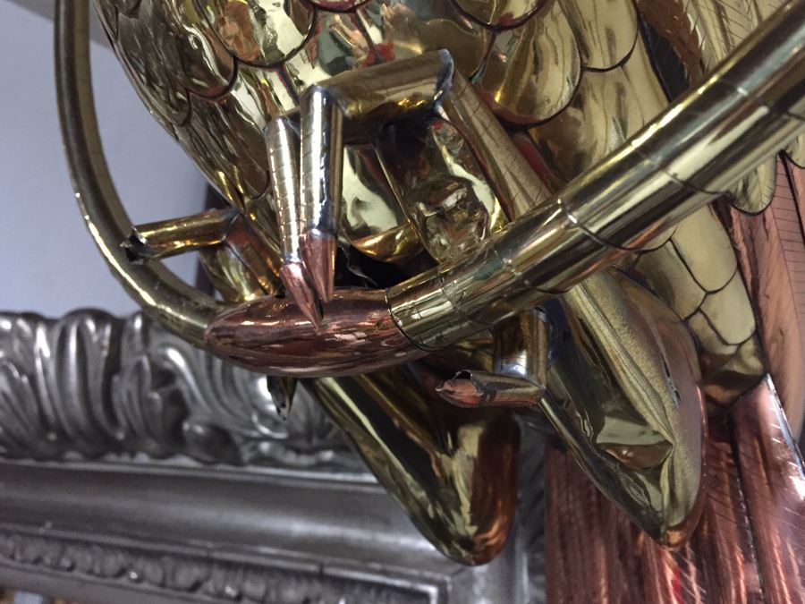 Large Copper And Brass Metal Bird Sculpture [Photo 11]