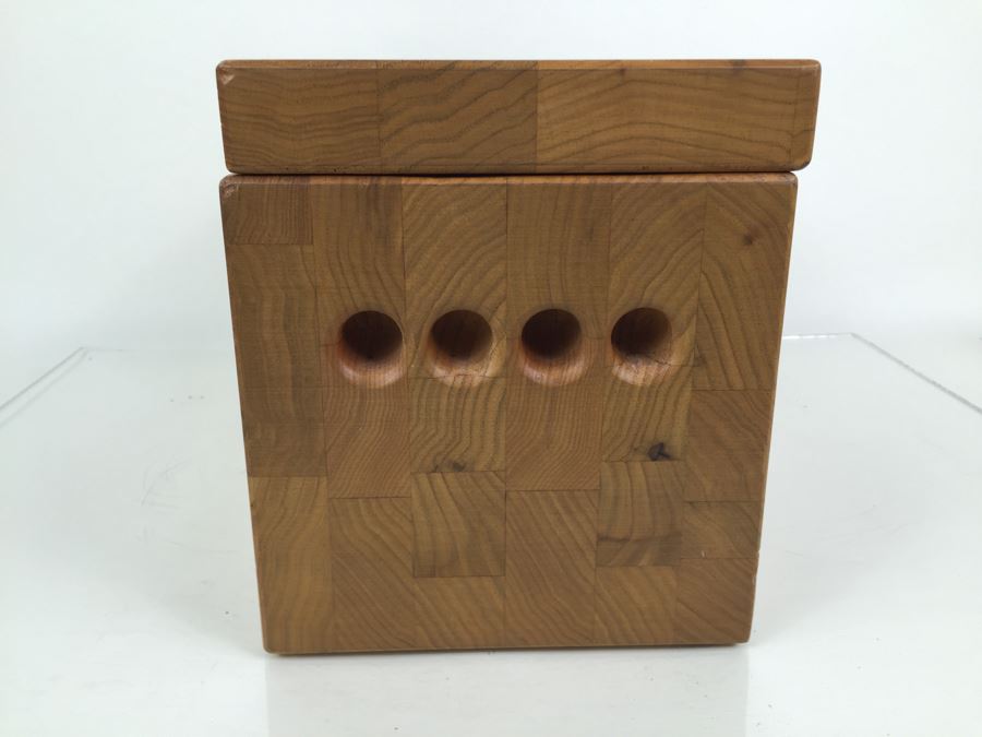 Nice Wooden Ice Bucket With Silver Tone Ice Tongs [Photo 8]