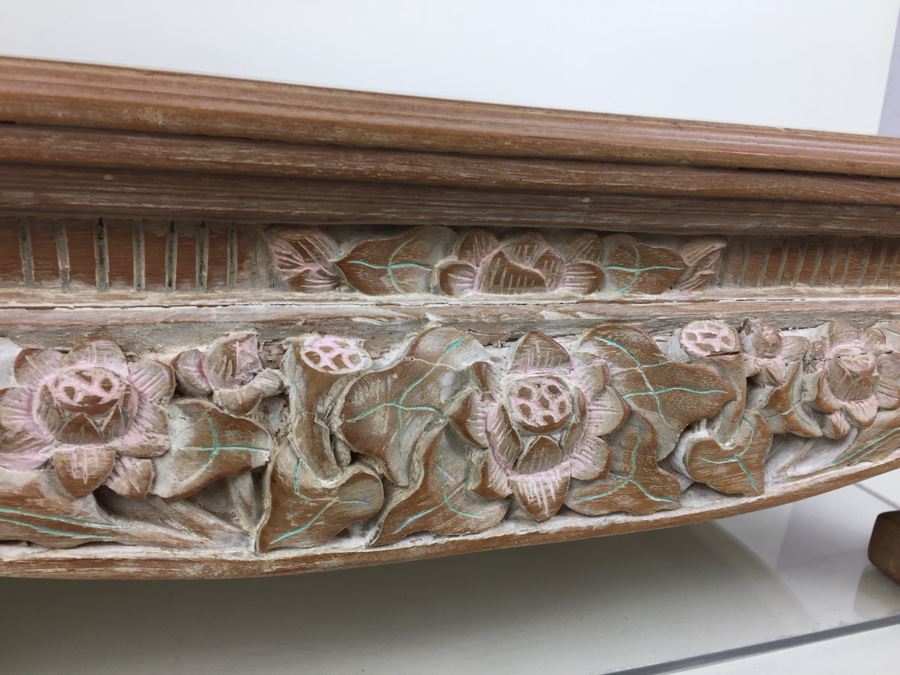 Nicely Carved Painted Stool With Floral Motif [Photo 6]