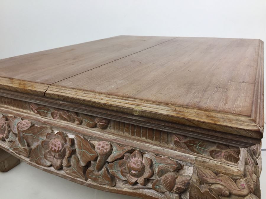 Nicely Carved Painted Stool With Floral Motif [Photo 10]