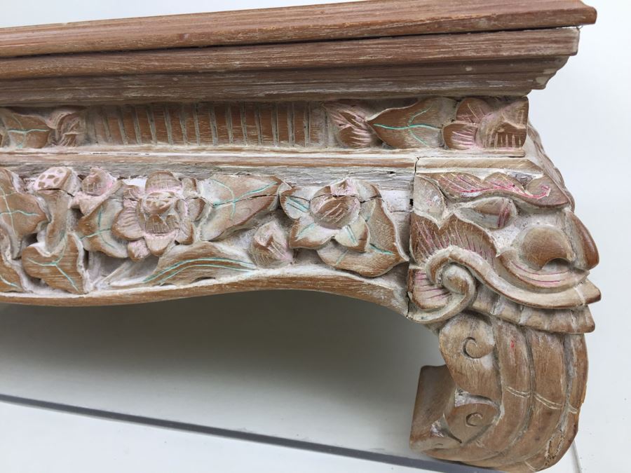 Nicely Carved Painted Stool With Floral Motif [Photo 5]