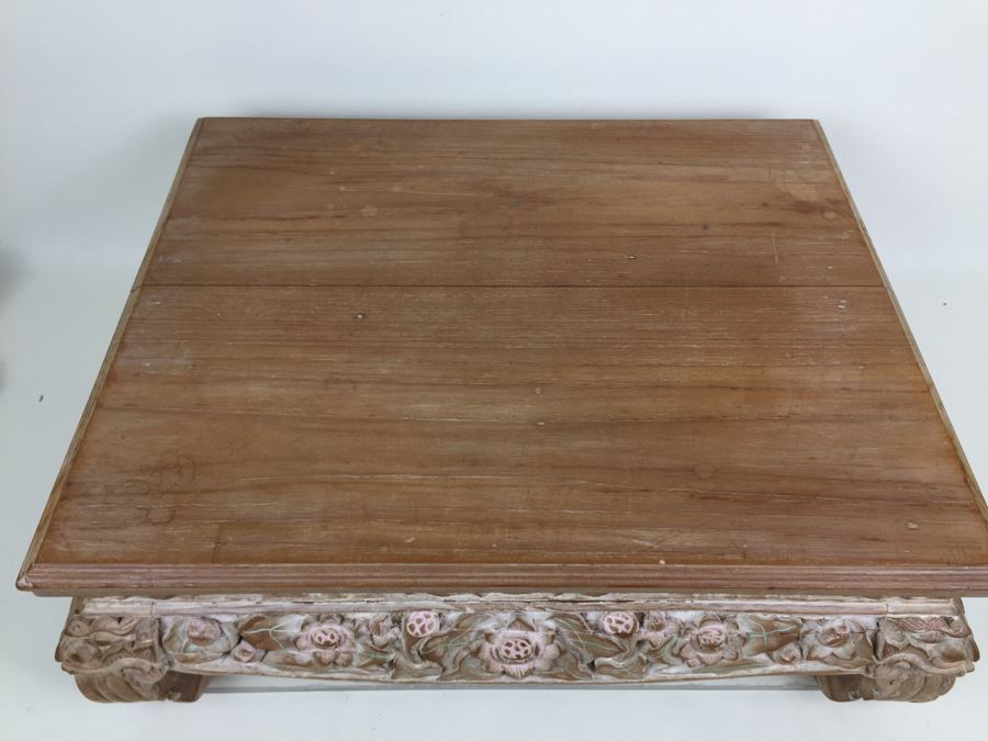 Nicely Carved Painted Stool With Floral Motif [Photo 7]