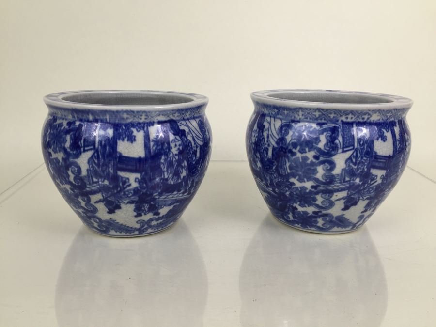 Pair Of Blue And White Satsuma Porcelain Bowls [Photo 1]