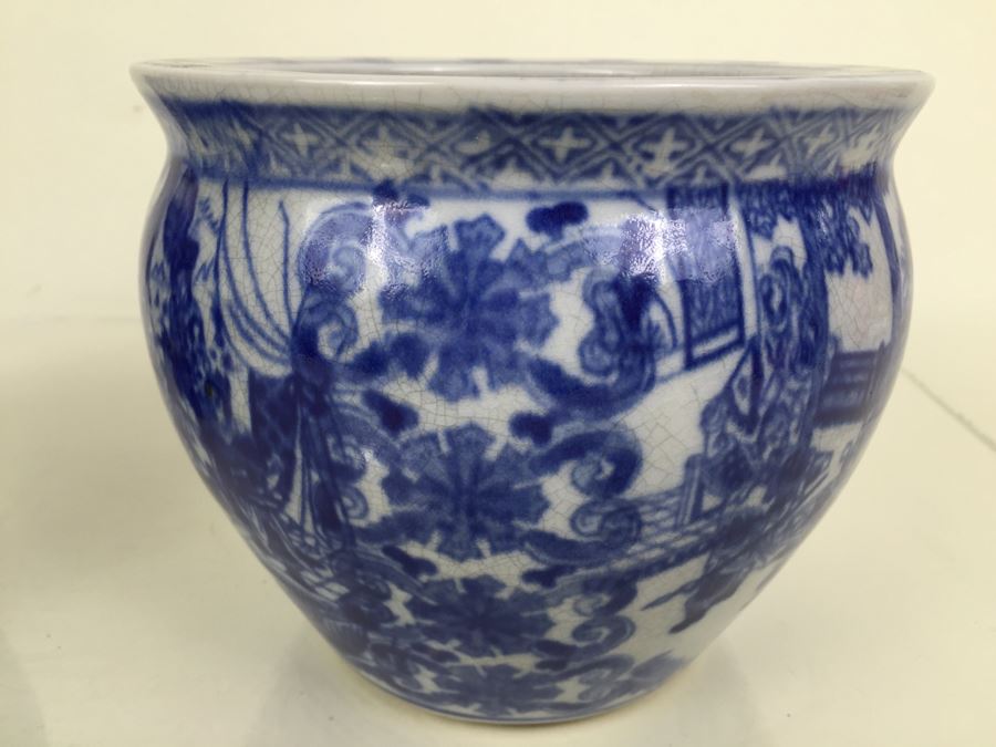 Pair Of Blue And White Satsuma Porcelain Bowls