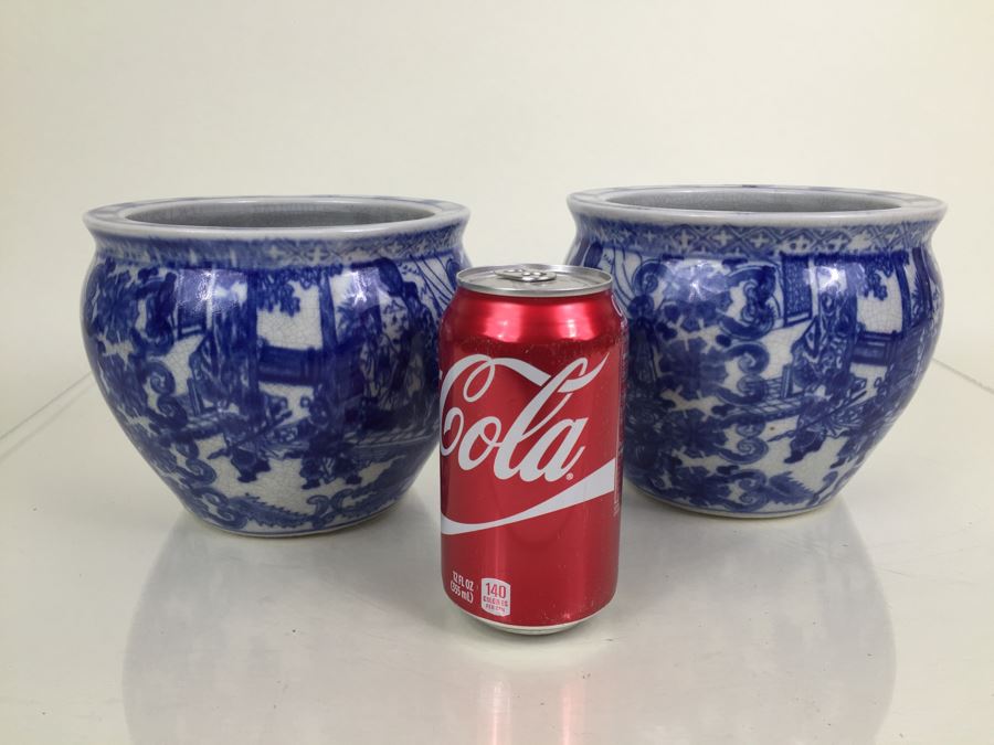 Pair Of Blue And White Satsuma Porcelain Bowls [Photo 4]