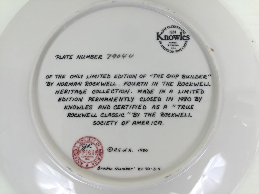 Set Of Four Knowles Collectible Limited Edition Plates Norman Rockwell And Gone With The Wind [Photo 12]
