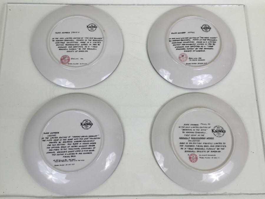 Set Of Four Knowles Collectible Limited Edition Plates Norman Rockwell And Gone With The Wind [Photo 11]