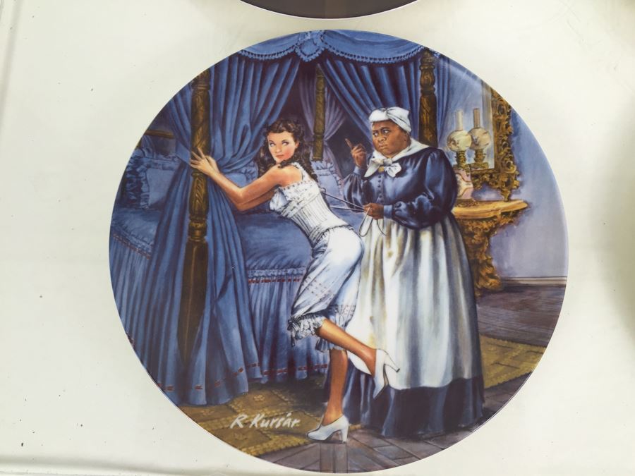 Set Of Four Knowles Collectible Limited Edition Plates Norman Rockwell And Gone With The Wind [Photo 8]