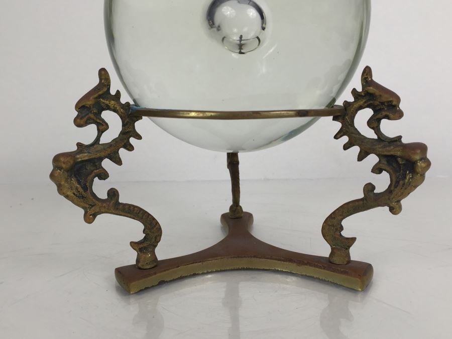 JUST ADDED - Crystal Ball With Large Bubble At Center Of Ball On Brass ...