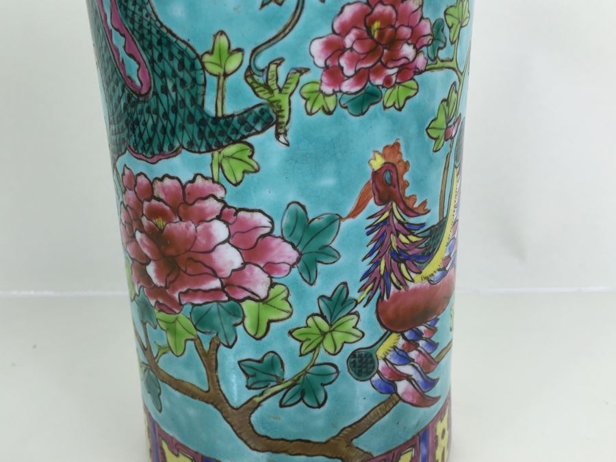 JUST ADDED - Tall Chinese Painted Vase Signed With Dragon [Photo 4]