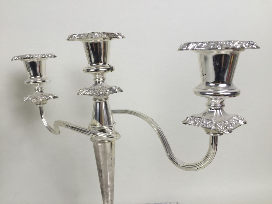 JUST ADDED - Pair Of Silverplate 3-Light Candelabras [Photo 6]