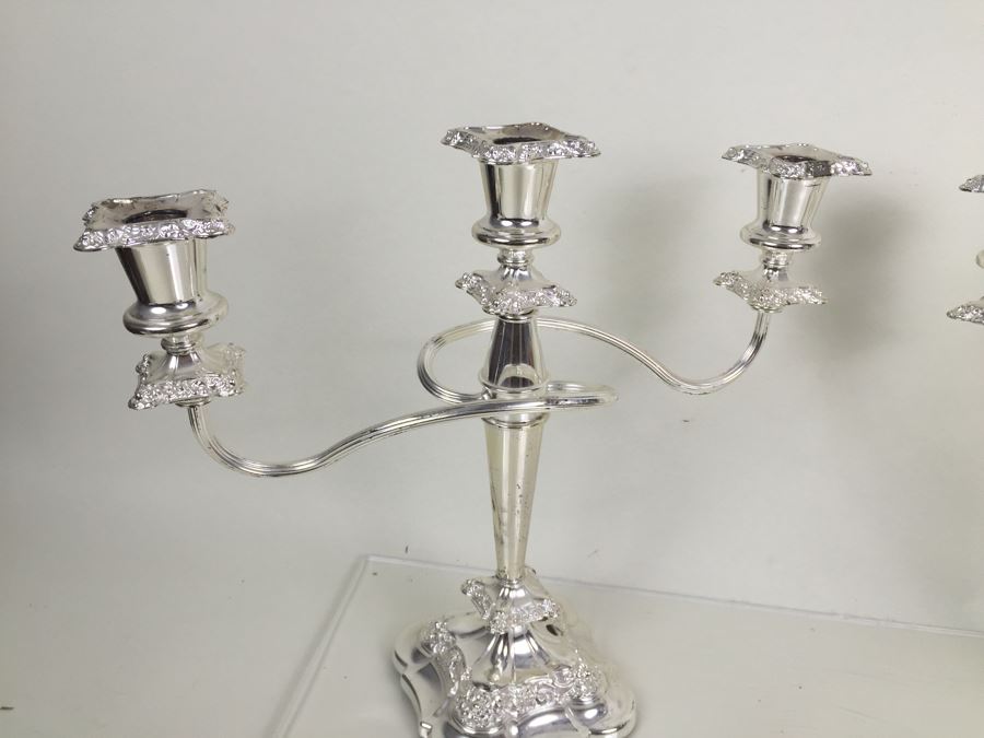 JUST ADDED - Pair Of Silverplate 3-Light Candelabras [Photo 8]