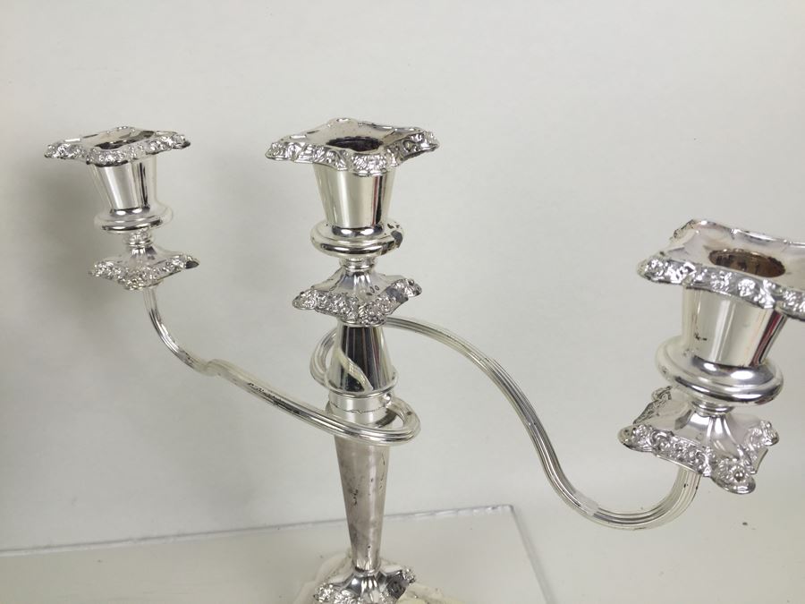 JUST ADDED - Pair Of Silverplate 3-Light Candelabras [Photo 7]