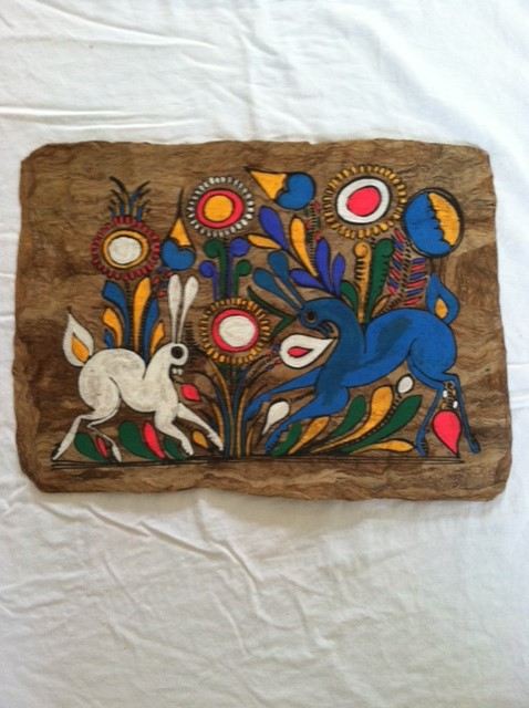 Amate Folk Art Mexican Whimsical Bark Bright Colors VTG