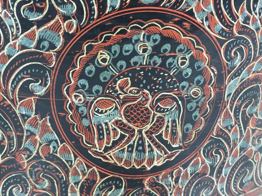 JUST ADDED - Vintage Round Lacquer Box With Lid Large [Photo 7]