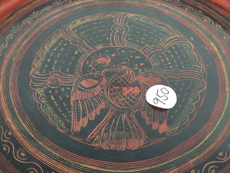 JUST ADDED - Vintage Round Lacquer Box With Lid Large [Photo 3]