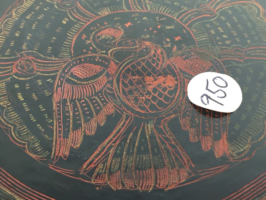 JUST ADDED - Vintage Round Lacquer Box With Lid Large [Photo 16]