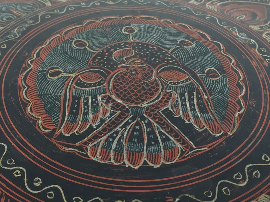 JUST ADDED - Vintage Round Lacquer Box With Lid Large [Photo 6]