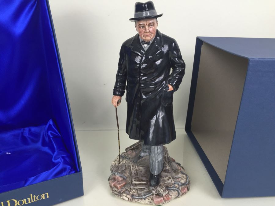 JUST ADDED - Royal Doulton Large Figurine Winston S. Churchill HN 3433 Limited Edition 143 Of 5,000 With Original Box [Photo 2]