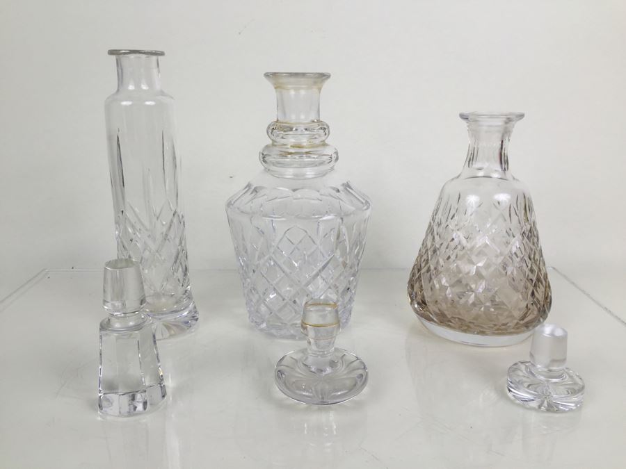 JUST ADDED - (3) Crystal Liquor Decanters With Stoppers [Photo 15]