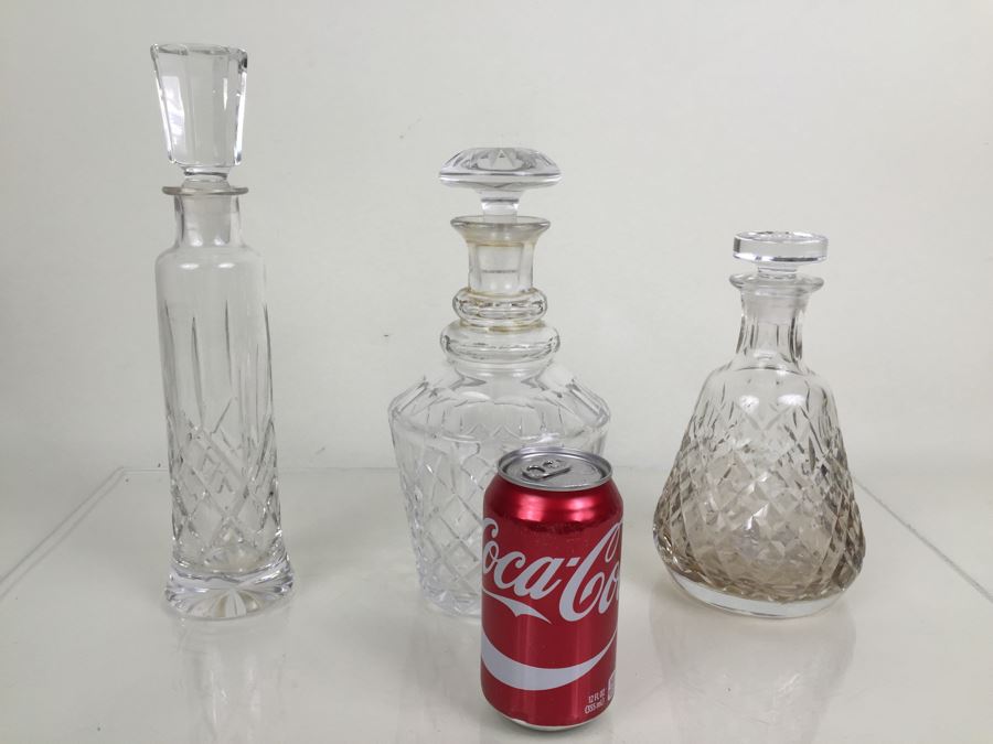 JUST ADDED - (3) Crystal Liquor Decanters With Stoppers [Photo 24]