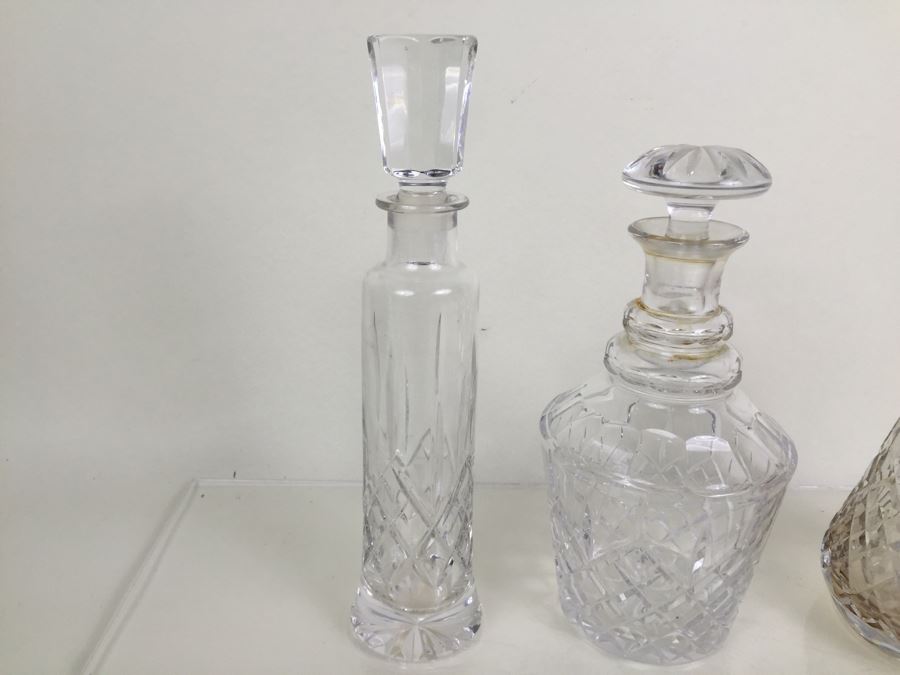 JUST ADDED - (3) Crystal Liquor Decanters With Stoppers [Photo 2]