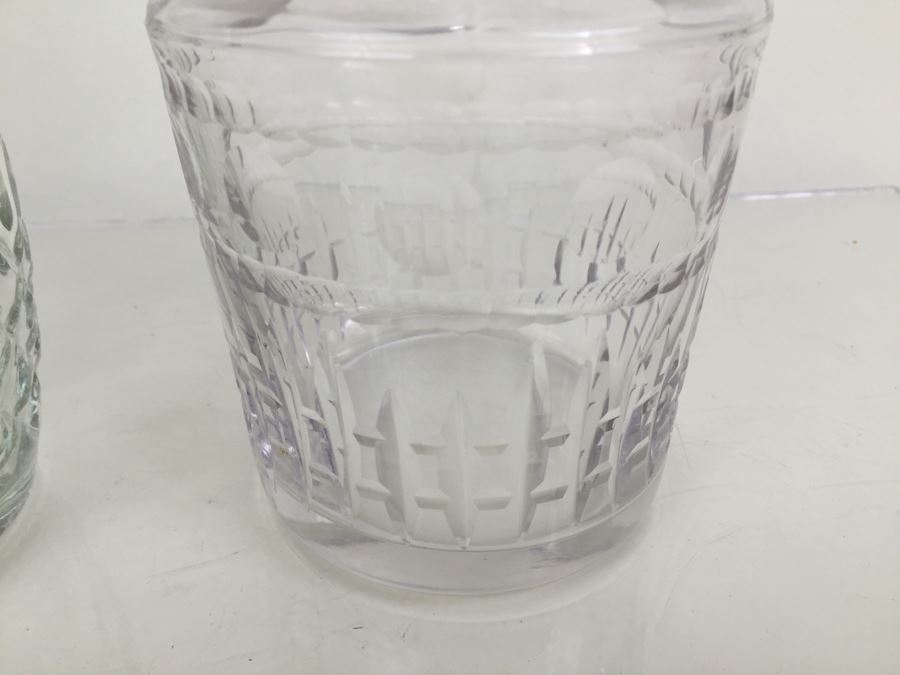 JUST ADDED - Pair Of Glass Decanters With Stoppers