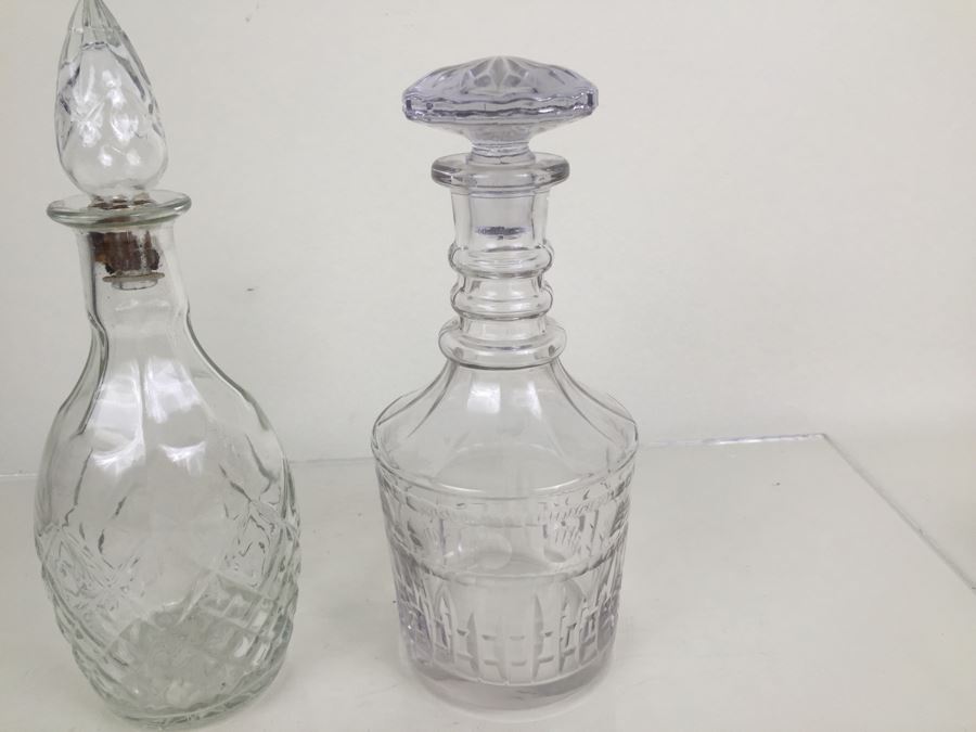 JUST ADDED - Pair Of Glass Decanters With Stoppers [Photo 6]