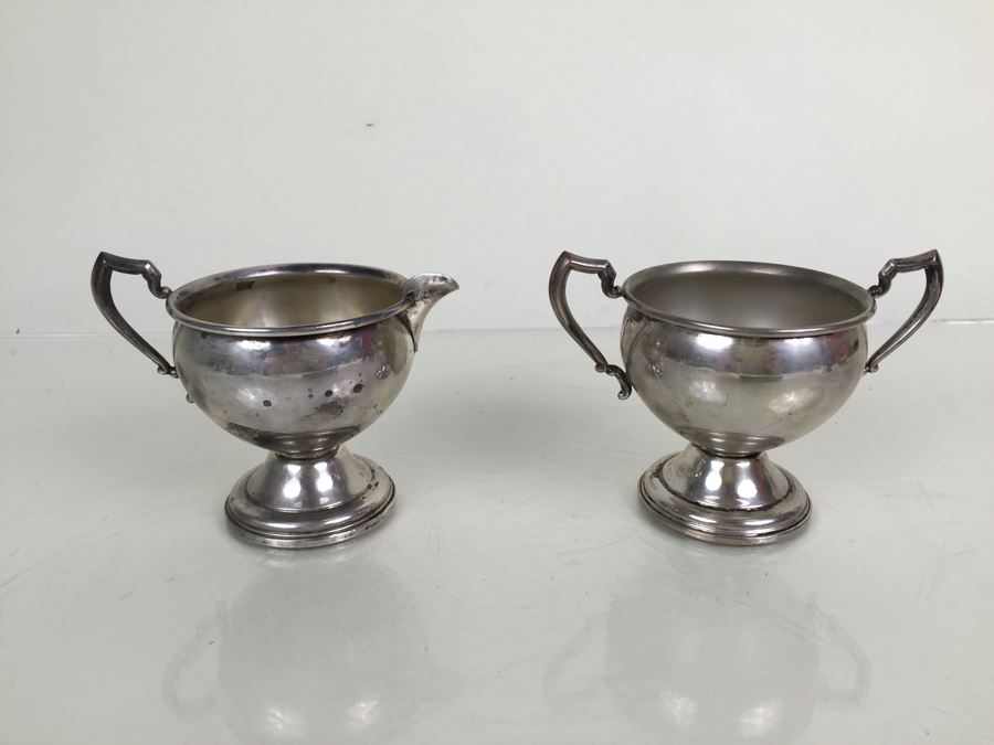 JUST ADDED - Vintage La Pierre Weighted Sterling Silver Creamer And Sugar Bowl
