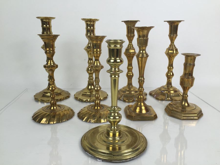 JUST ADDED - Large Collection Of Brass Candle Holders [Photo 1]