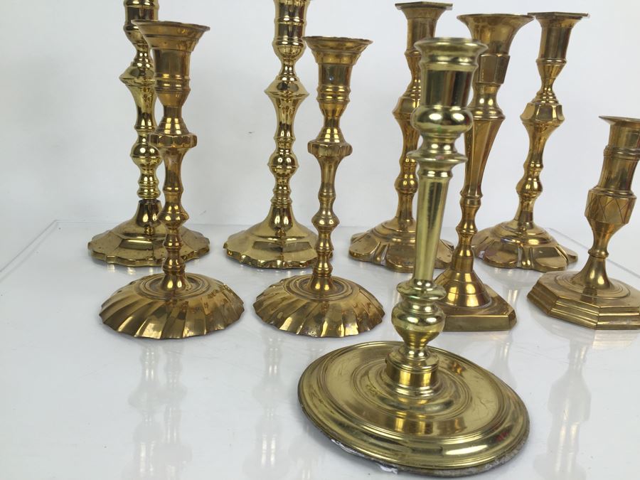 JUST ADDED - Large Collection Of Brass Candle Holders [Photo 4]
