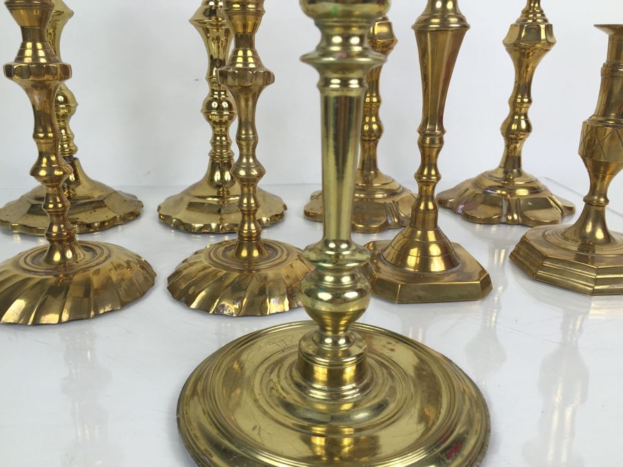 JUST ADDED - Large Collection Of Brass Candle Holders [Photo 5]