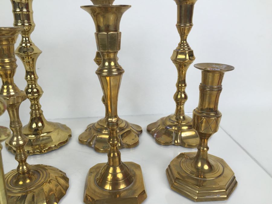 JUST ADDED - Large Collection Of Brass Candle Holders [Photo 3]
